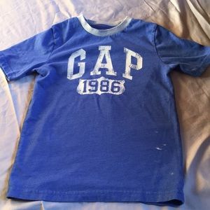 Blue Shirt with Gray Neckline